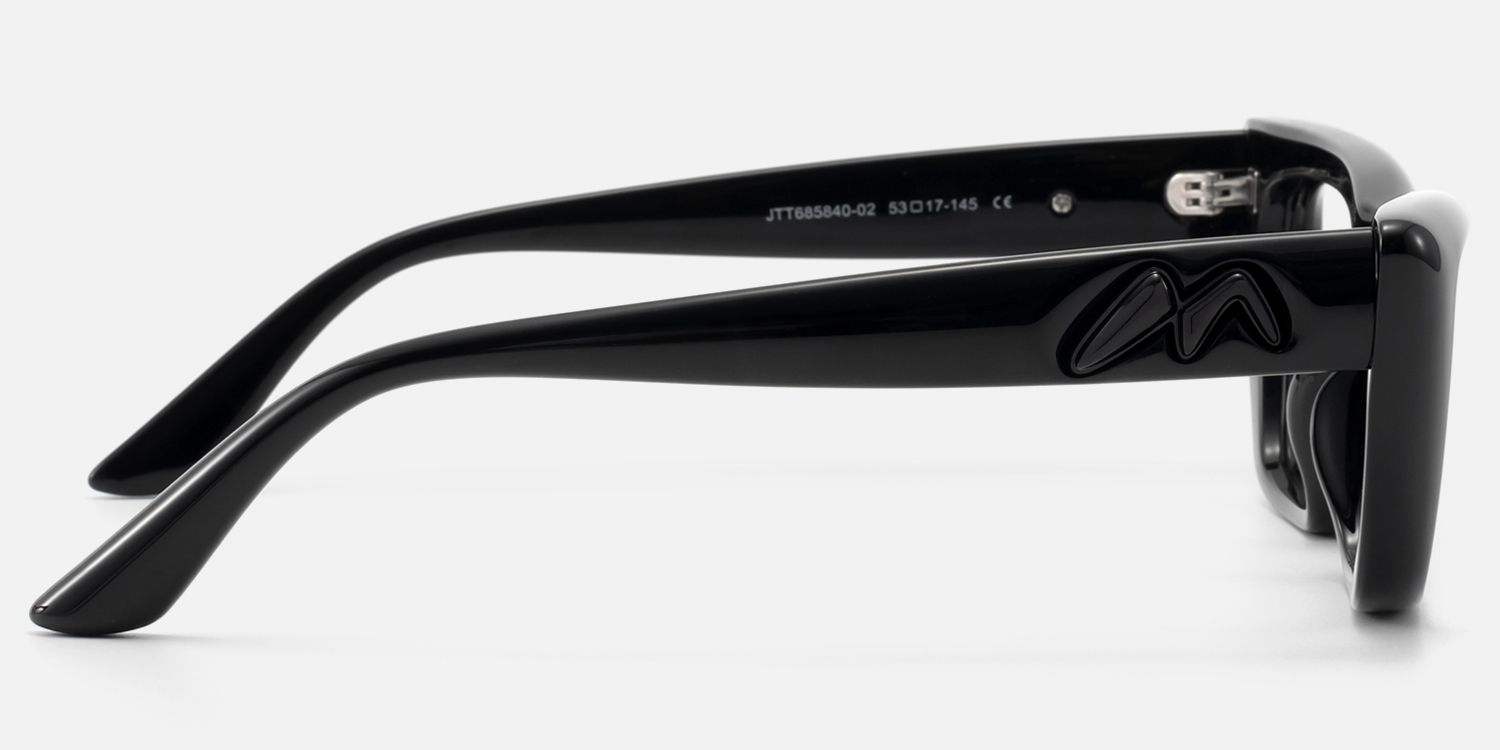 Meguro - Inflated Black Cat Eye Rx Glasses by Vooglam - Side View
