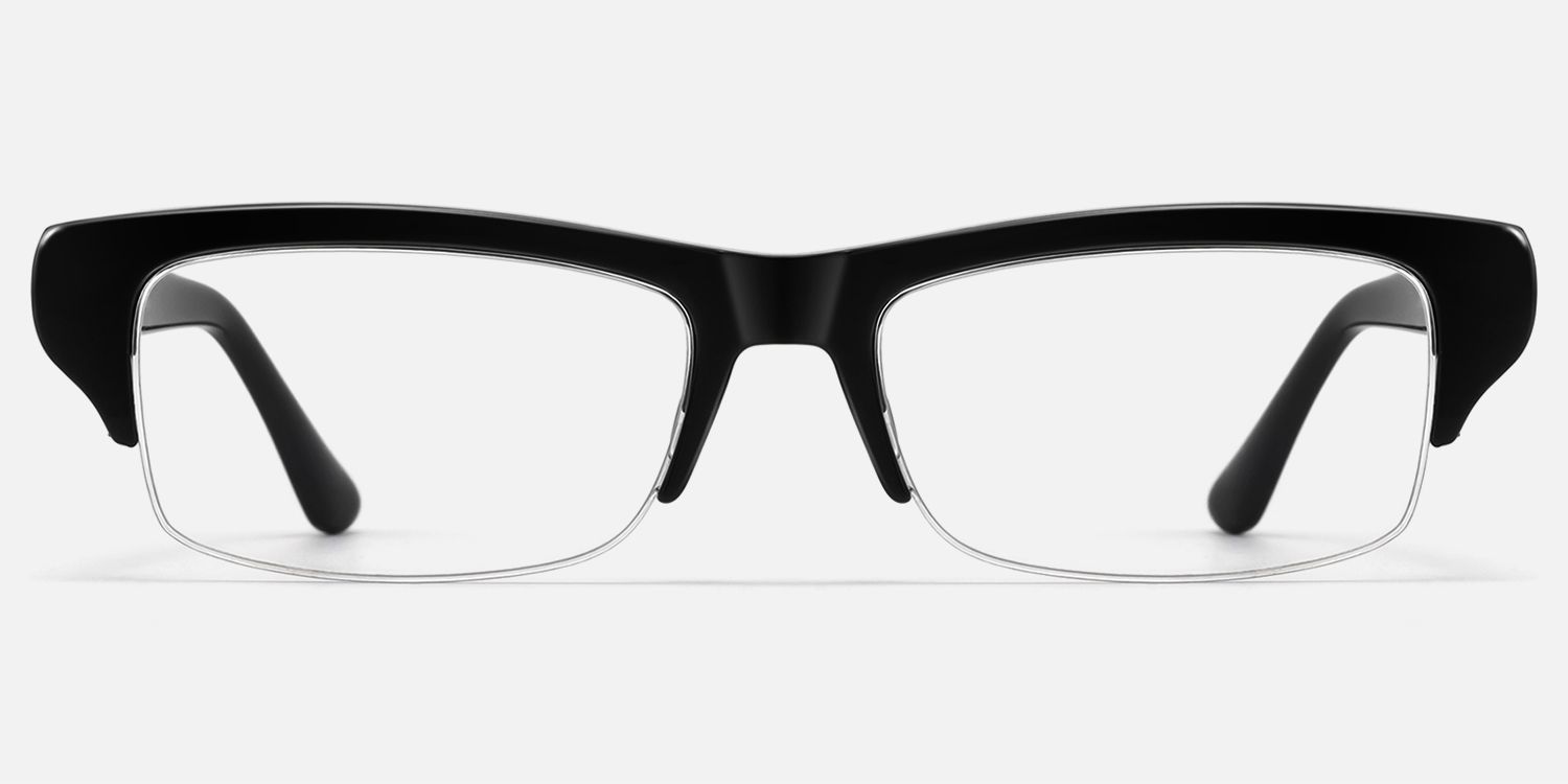 Kairo - Black Semi Rimless Acetate Glasses by Vooglam - Angle View