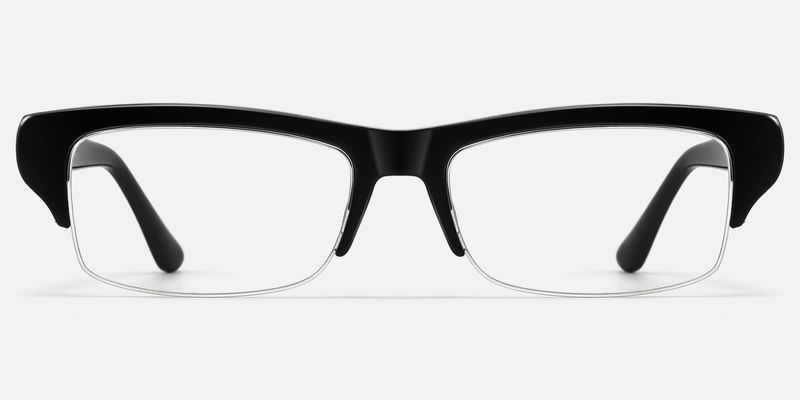 Kairo - Black Semi Rimless Acetate Glasses by Vooglam