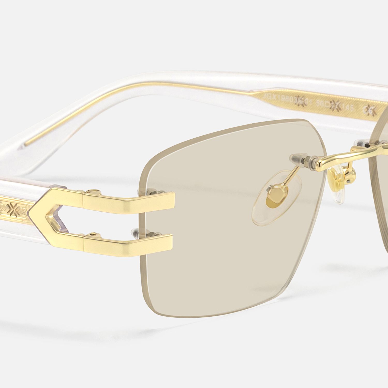 Aurum - Black Rimless Rectangle Glasses by Vooglam - Design Details