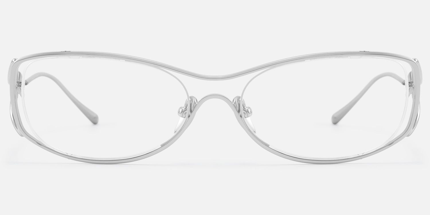 Okinawa - Silver Glasses with Double Wire Temple by Vooglam - Angle View
