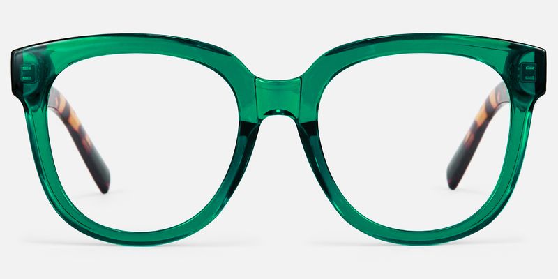 Vernetta - Clear Green Frame Glasses with Tortoise by Vooglam