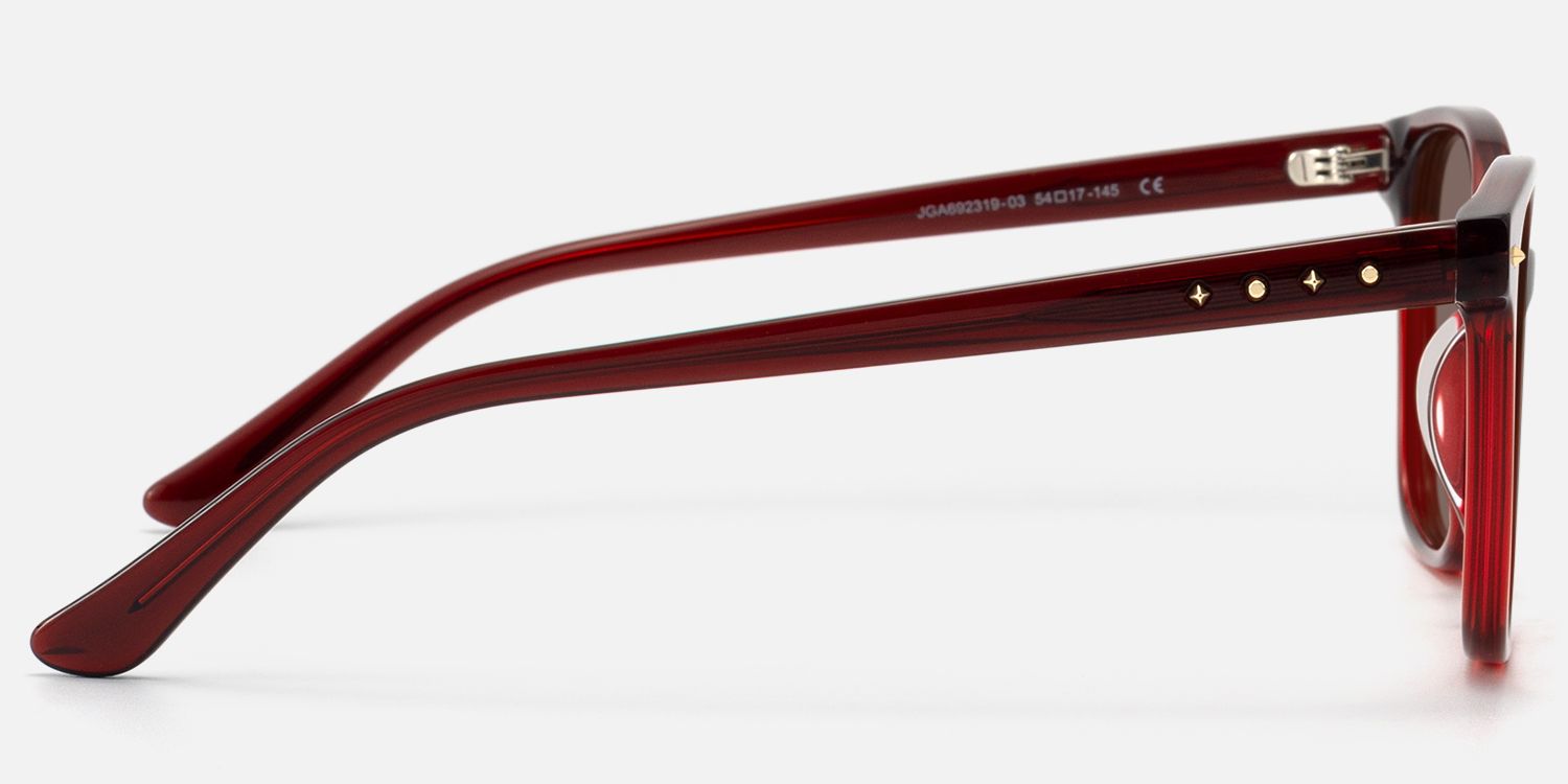 Spacek - Classic Square Red Tinted Sunglasses by Vooglam - Side View