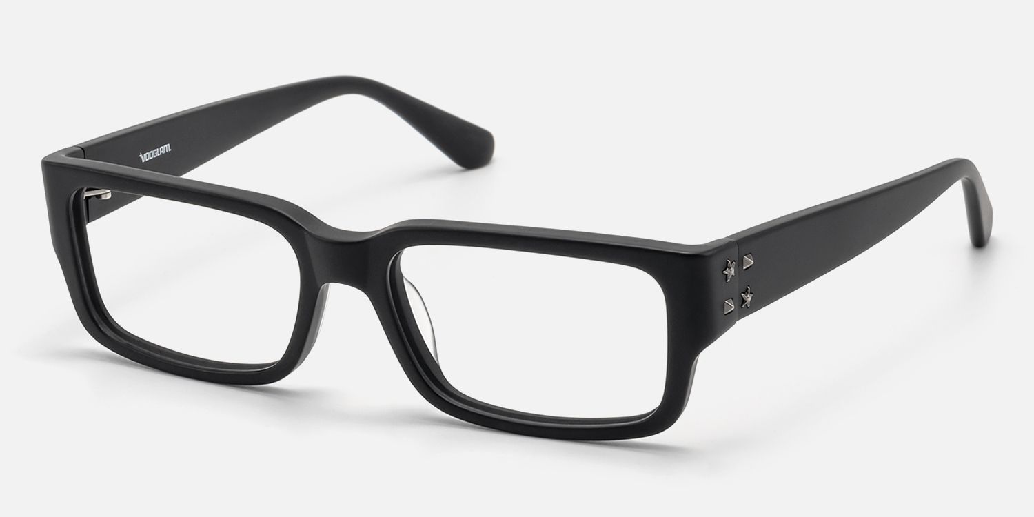 Drexen - Matte Black Acetate Rectangle Frames by Vooglam - Front View