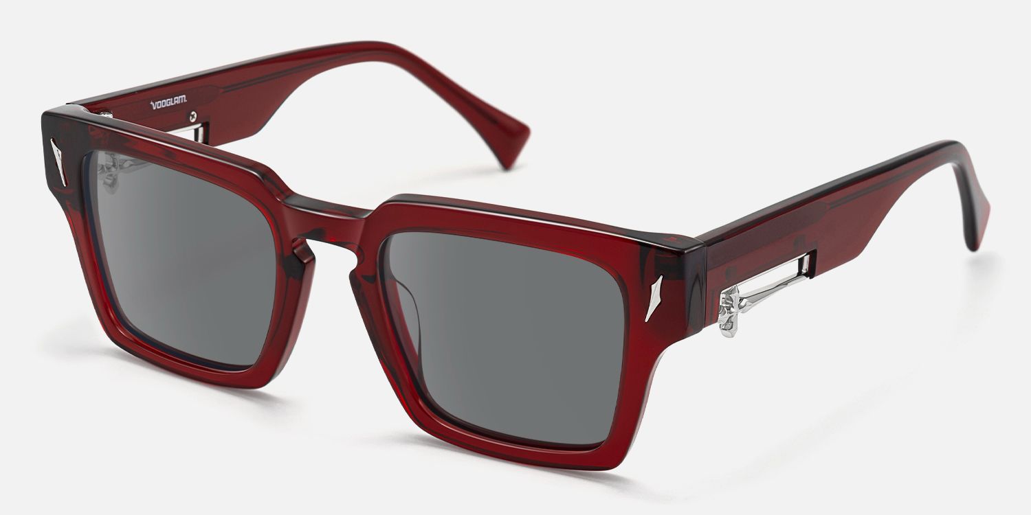 Stiletto - Red Sword Rectangle Sunglasses by Vooglam - Front View