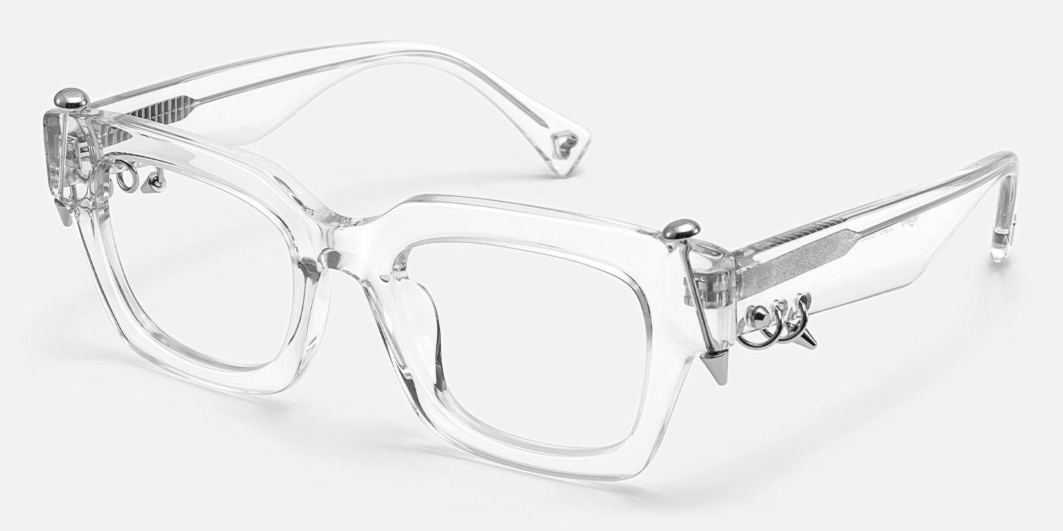 Sabrina - Rectangle Crystal Acetate Eyeglasses by Vooglam - Front View