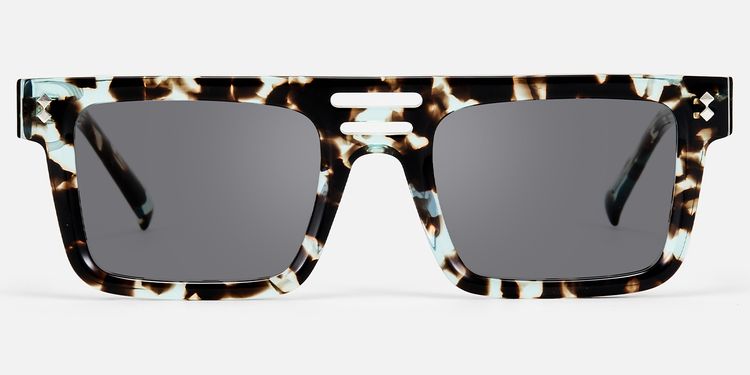 Ryan - Green Tortoise Wide Rectangle Sunglasses by Vooglam