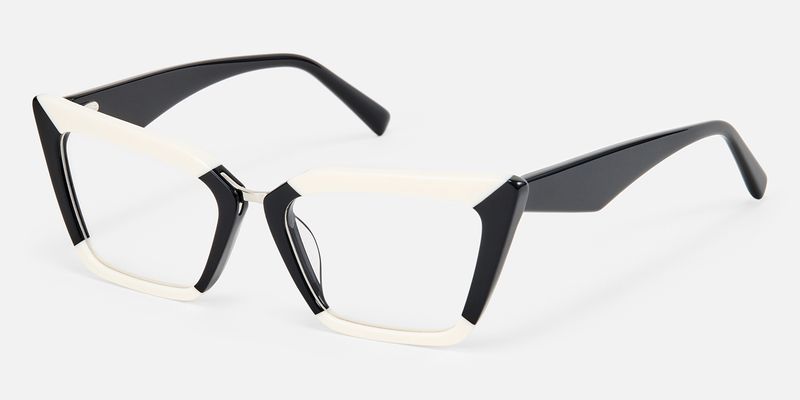 Petrie - Stylish Black White Butterfly Glasses by Vooglam