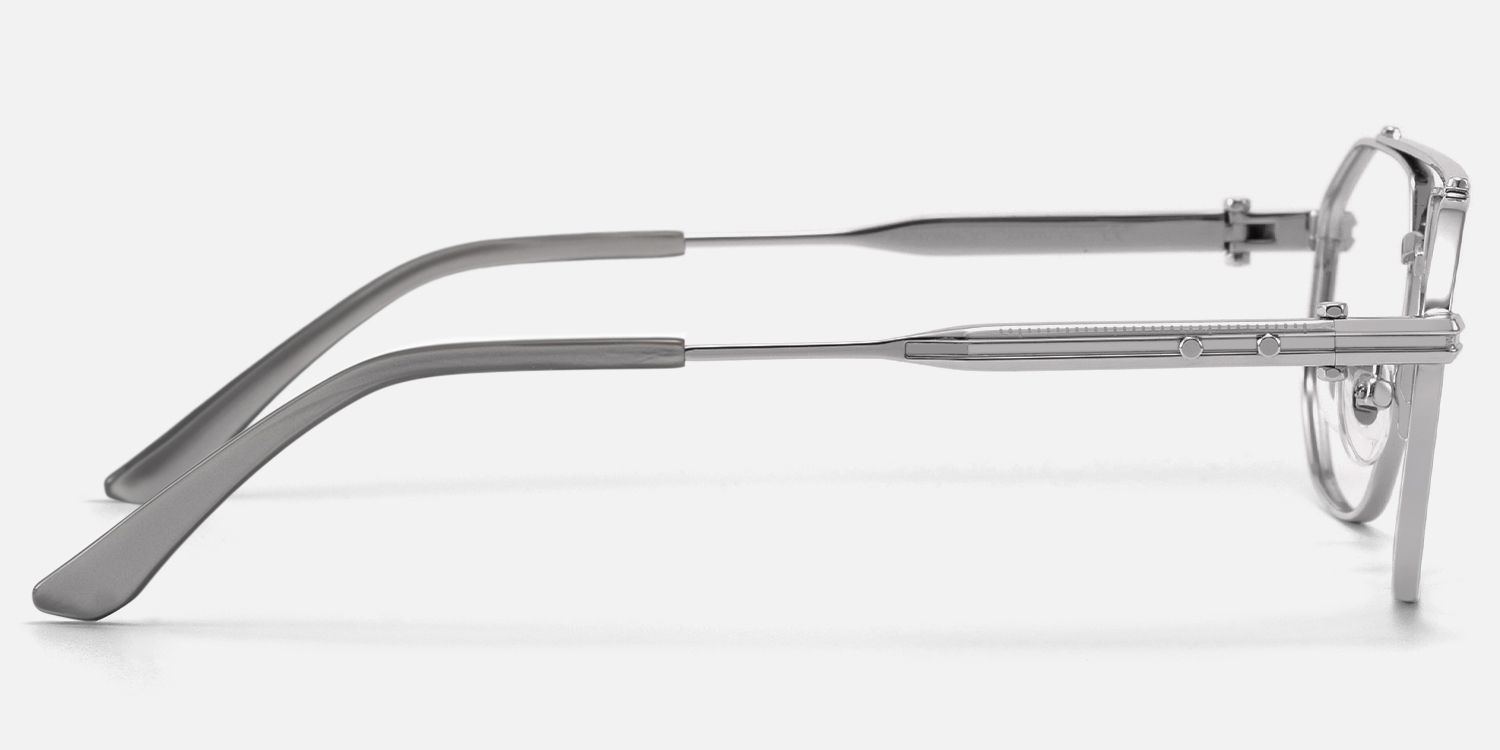 Ando - Light Gunmetal Daily Aviator Glasses by Vooglam - Side View