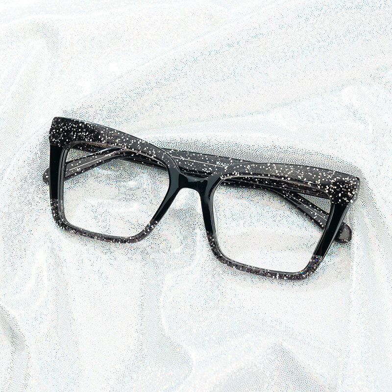 model wearing Galarza - Rectangle Black Eyeglasses 1