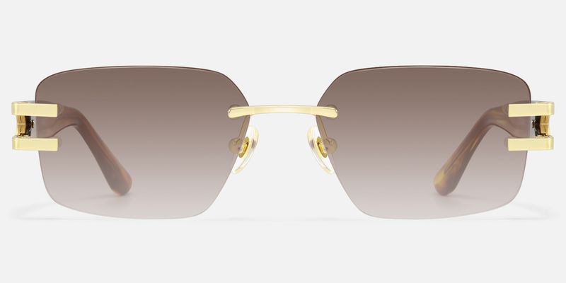 Aurum - Gradient Brown Rimless Sunglasses by Vooglam