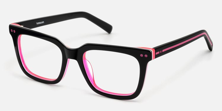 Remix - Black and Pink Neon Rectangle Rave Glasses by Vooglam