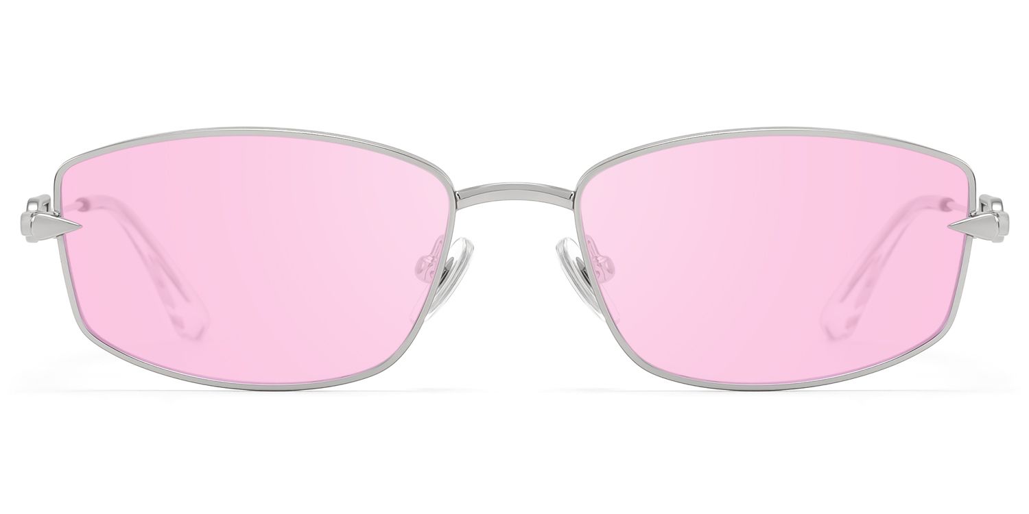Bladework - Silver Narrow Pink Tint Sunglasses by Vooglam Product Details 1