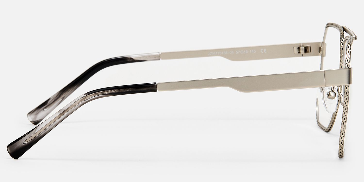 Fidelina - Aviator Silver Eyeglasses by Vooglam - Side View
