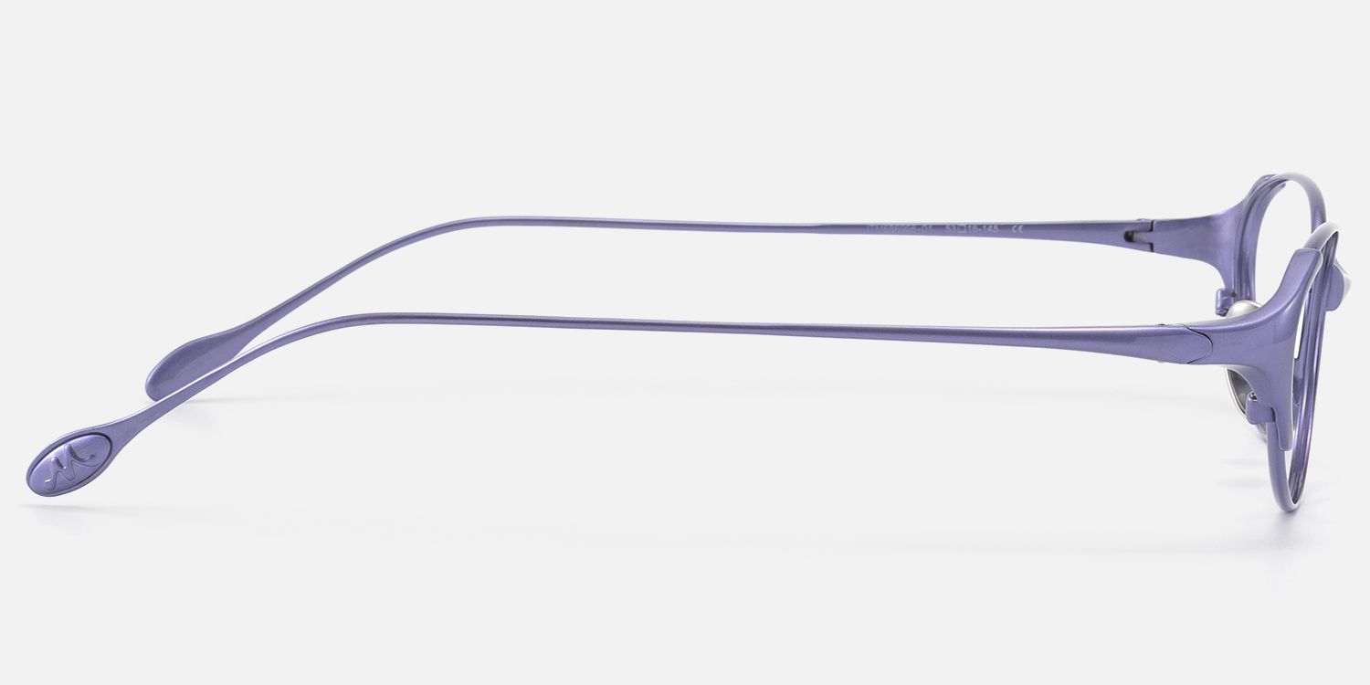 Ebisu - Purple Metal Rimmed Oval Glasses by Vooglam - Side View