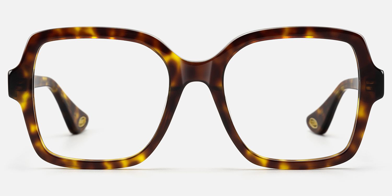 Meridian - Oversized Boho Square Tortoise Glasses by Vooglam - Angle View