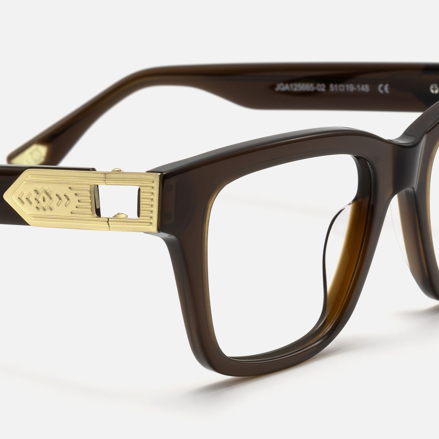 Legacy - Brown Gold Square Rectangle Eyeglasses by Vooglam - Design Details