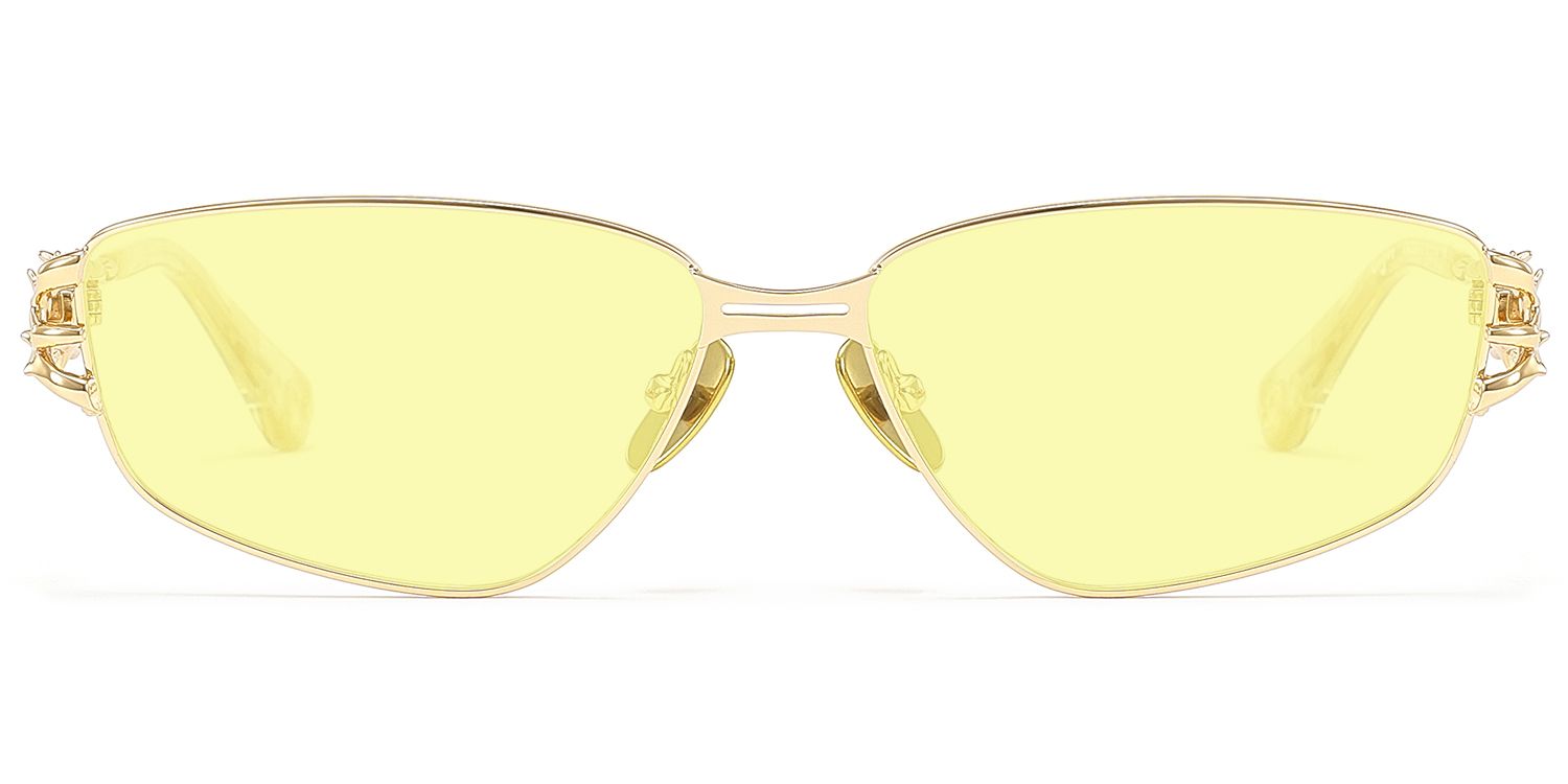 Lizzy - Geometric Gold Eyeglasses | Vooglam Angle View