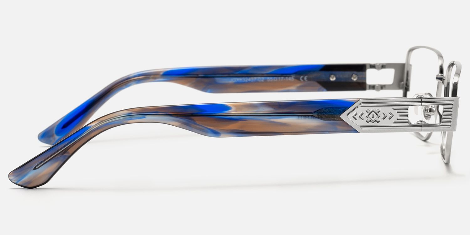 Cypher - Rectangle Silver Eyeglasses by Vooglam - Side View