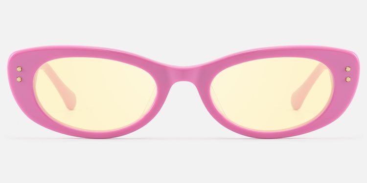 Ginza - Yellow Lens Pink Y2K Narrow Cat Eye Shades by Vooglam
