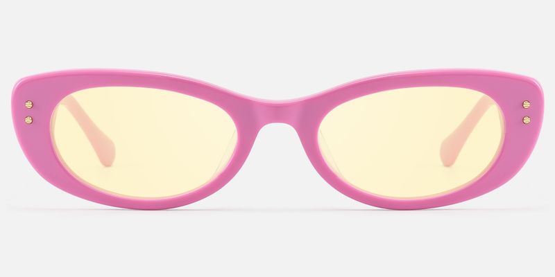 Ginza - Yellow Lens Pink Y2K Narrow Cat Eye Shades by Vooglam