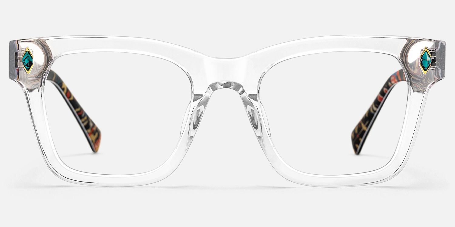 Adinkra - Square Transparent Eyeglasses by Vooglam - Angle View