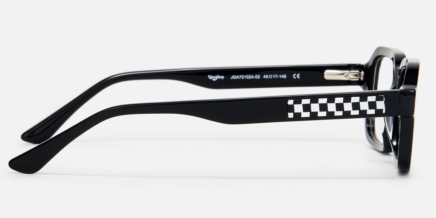 Narges - Rectangle Black Eyeglasses by Vooglam - Side View