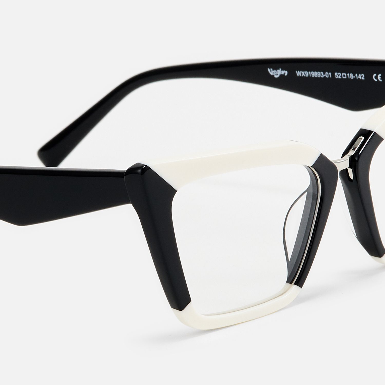 Petrie - Stylish Black White Butterfly Glasses by Vooglam - Design Details