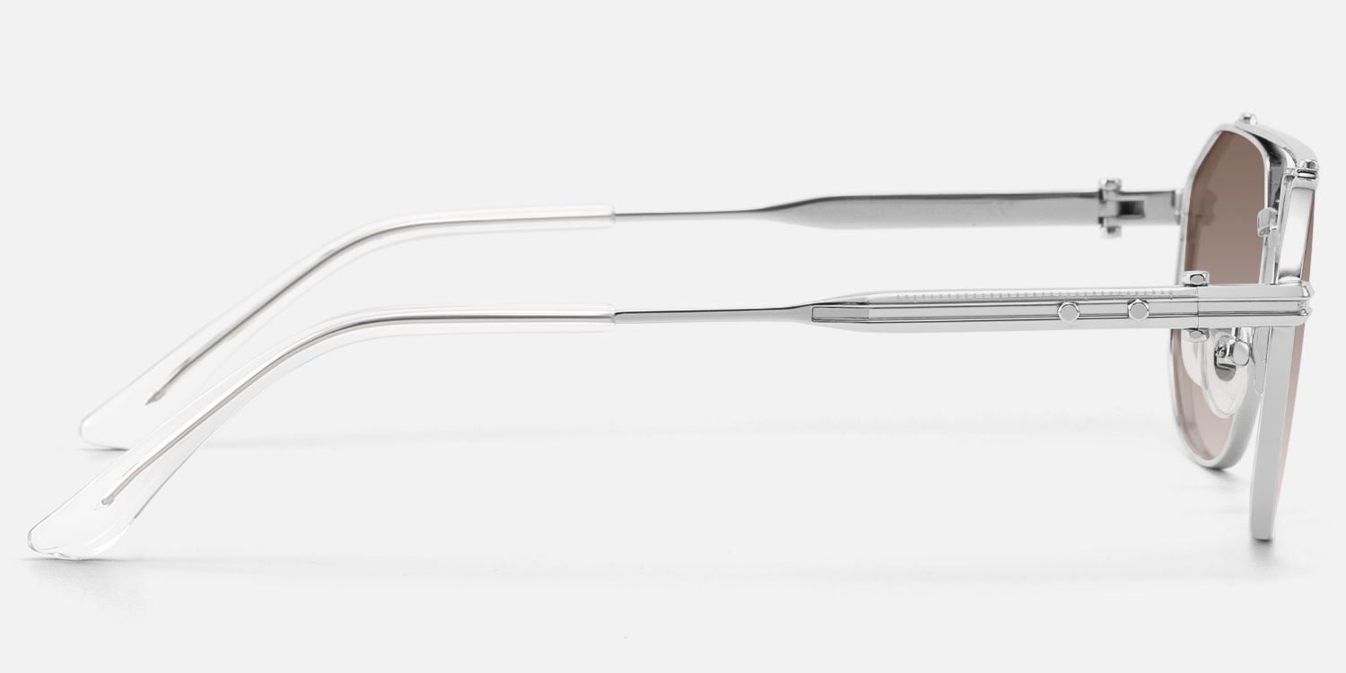 Ando - Silver Gradient Brown Lens Sunglasses by Vooglam - Side View