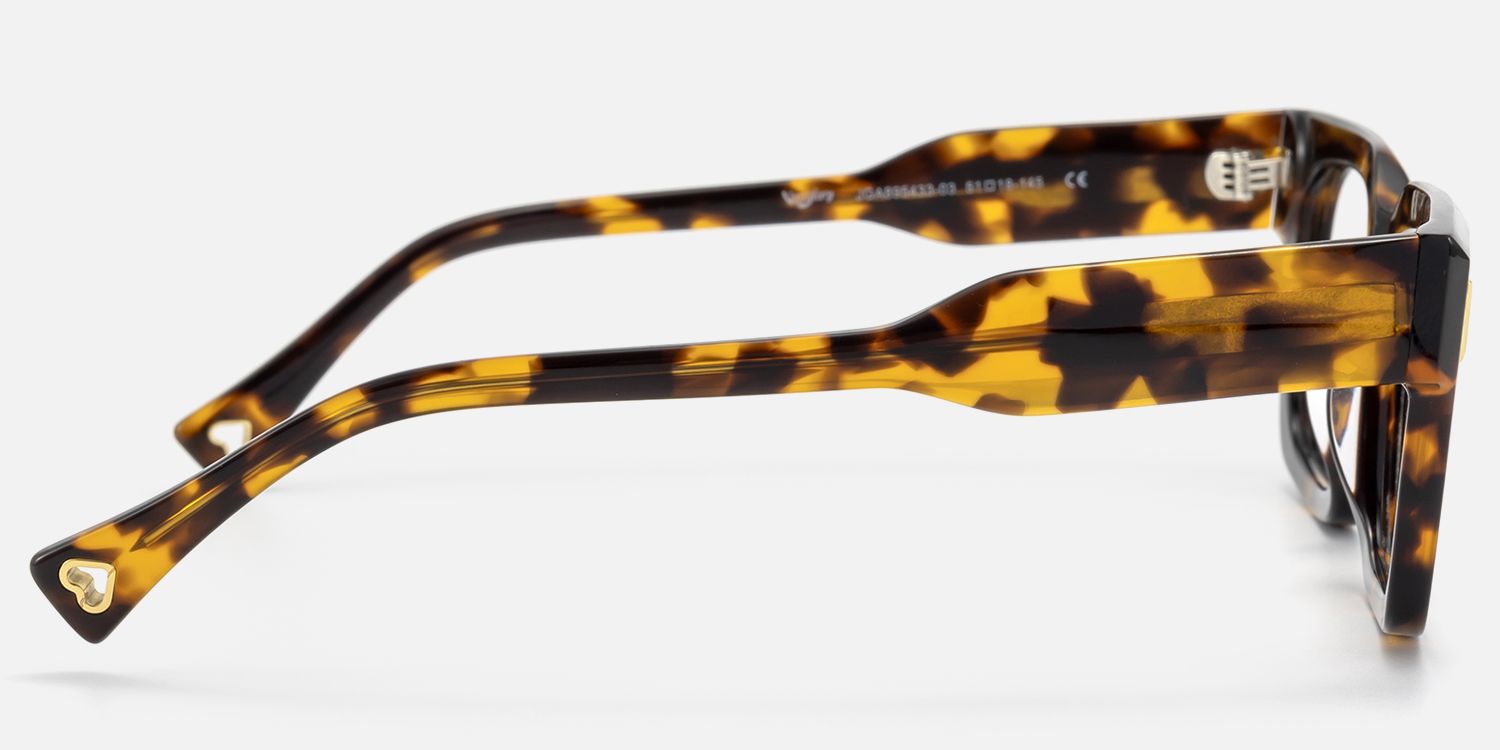 Mahola - Rectangle Tortoise Thick Acetate Eyeglasses by Vooglam - Side View