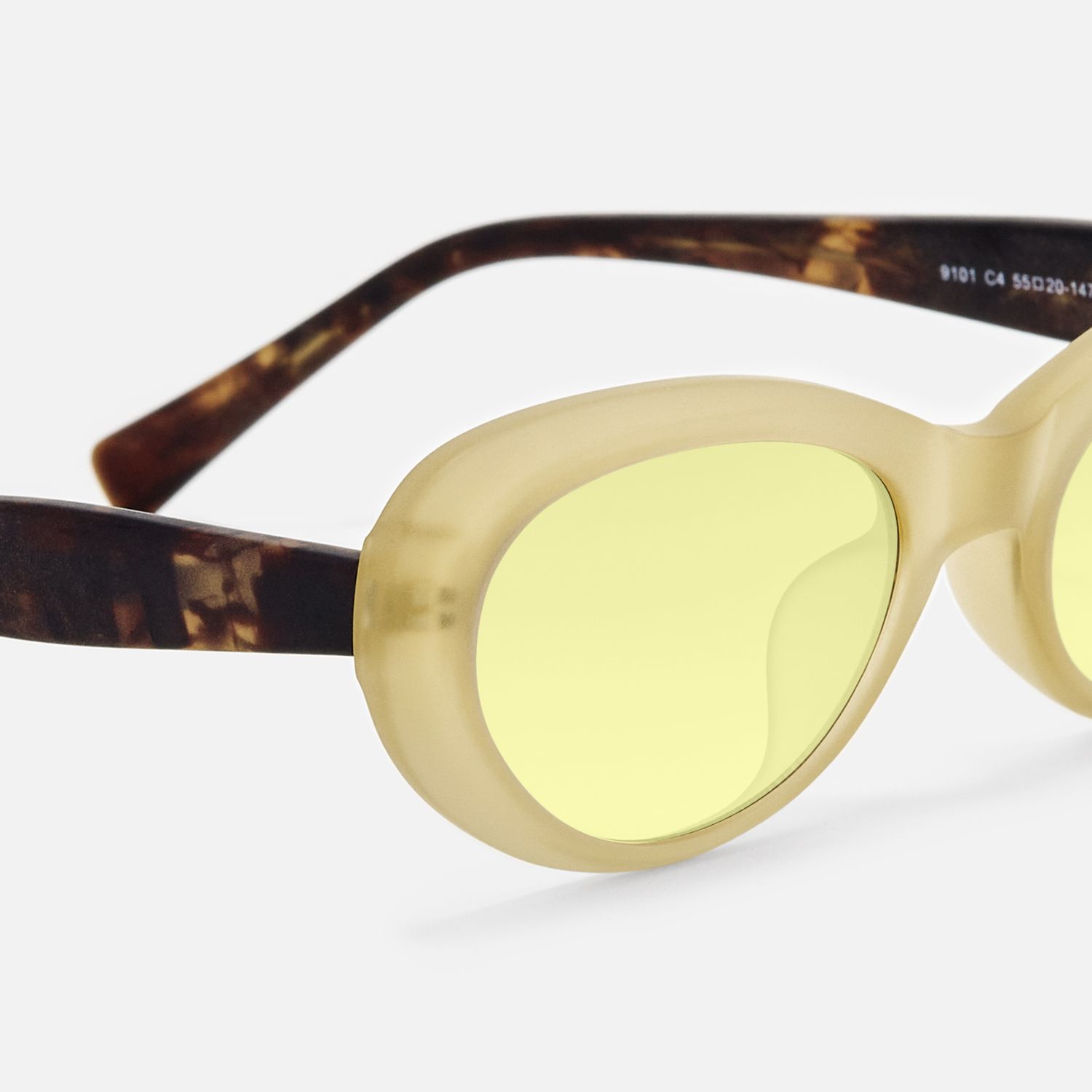 Phantom - Oval Yellow Sunglasses by Vooglam - Design Details