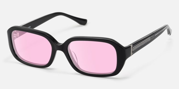 Mies - Pink Lens Exposed Hardware Black Sunglasses by Vooglam