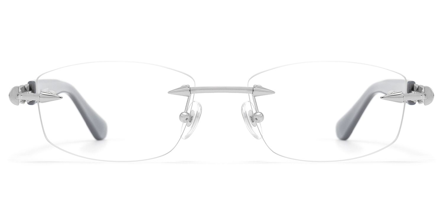 Fracture - Silver Grey Rimless Spike Glasses by Vooglam Product Details 1