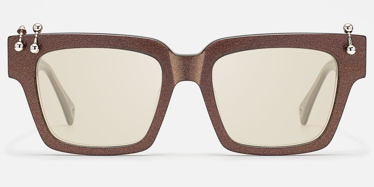 PIERCE - Pearl Brown Pierced Square Tinted Shades by Vooglam