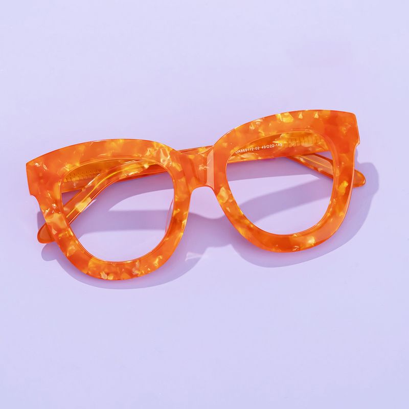 Jerrie - Round Orange Eyeglasses - 5