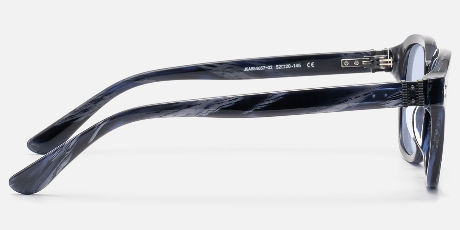 Rainier - Blue Lens Dark Blue Horn Sunglasses by Vooglam - Side View