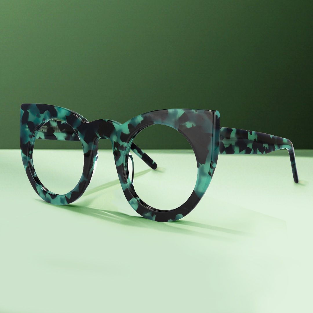 Cat Eye Green/Tortoise Eyeglasses | Vooglam.com On Model