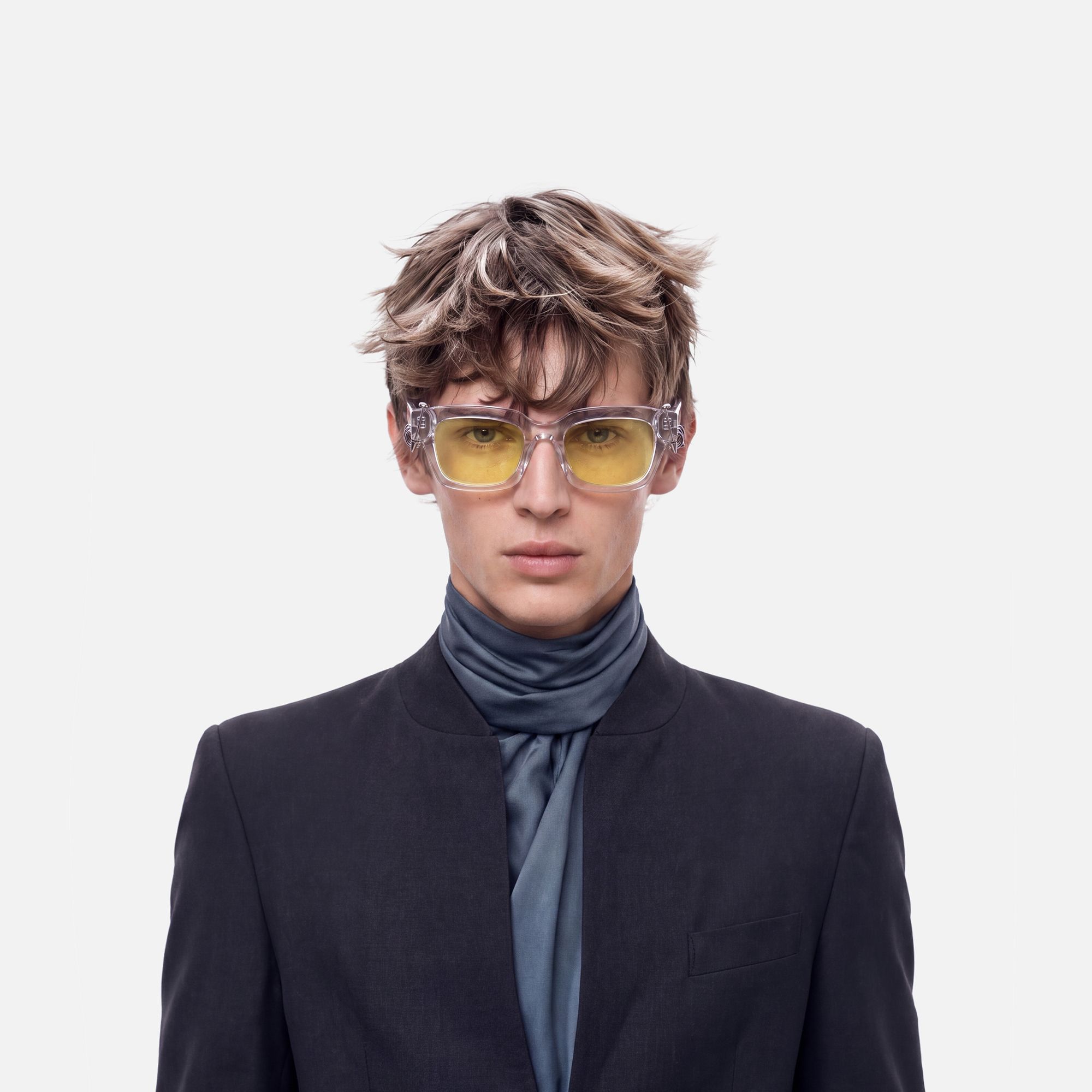 Sabrina - Clear Pierced Yellow Tint Sunglasses by Vooglam - Lifestyle Look