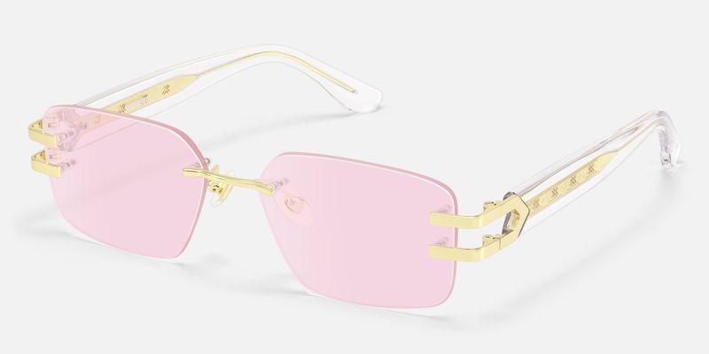Aurum - Light Pink Rimless Sunglasses by Vooglam