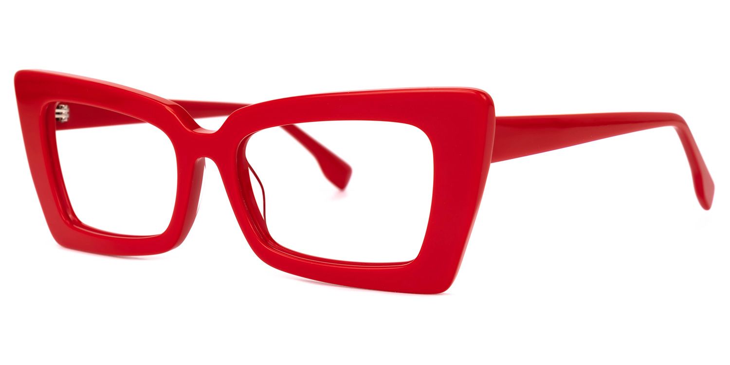 Sarah - Rectangle Red Eyeglasses | Vooglam Front View