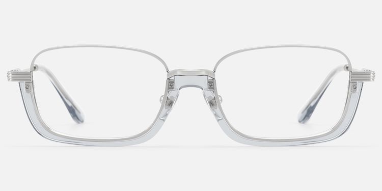 Basel - Translucent Gray Silver Rectangle Glasses by Vooglam