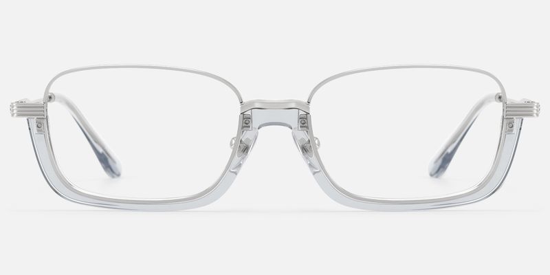 Basel - Translucent Gray Silver Rectangle Glasses by Vooglam