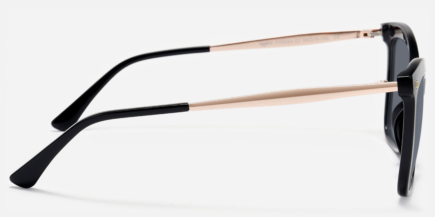 Libby - Black Gold Butterfly Large Sunglasses by Vooglam - Side View