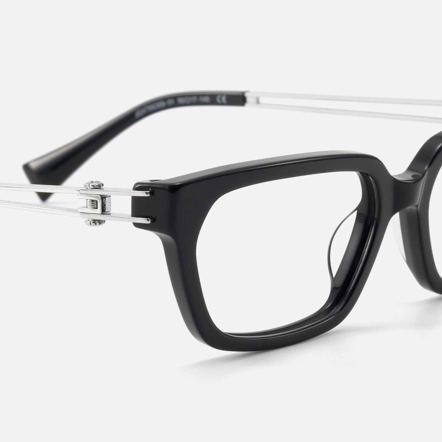 Scarpa - Black Double Wire Acetate Glasses by Vooglam - Design Details