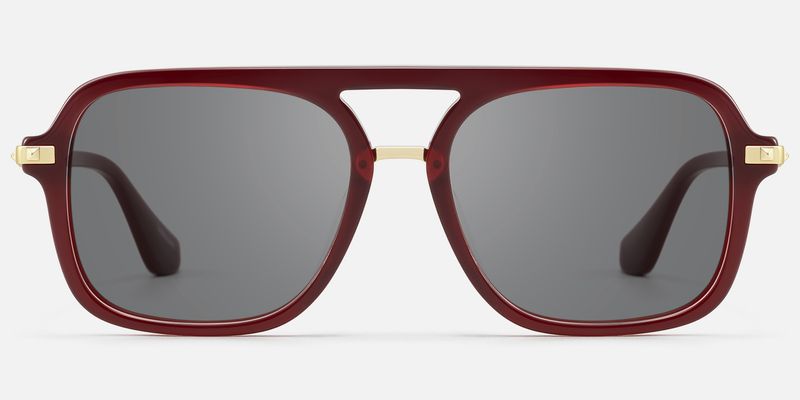 Marfa - Bold Red Frame Square Pilot Sunglasses by Vooglam