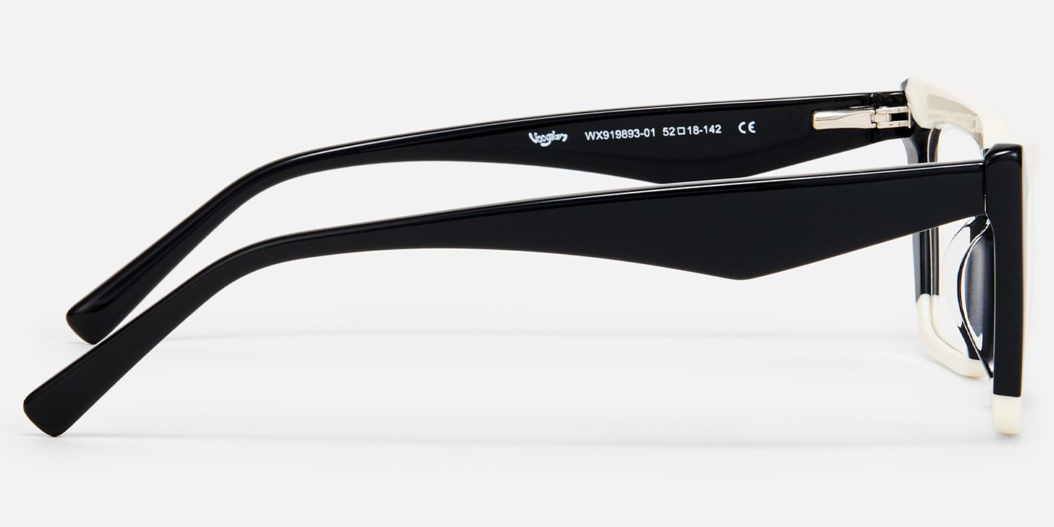 Petrie - Stylish Black White Butterfly Glasses by Vooglam - Side View