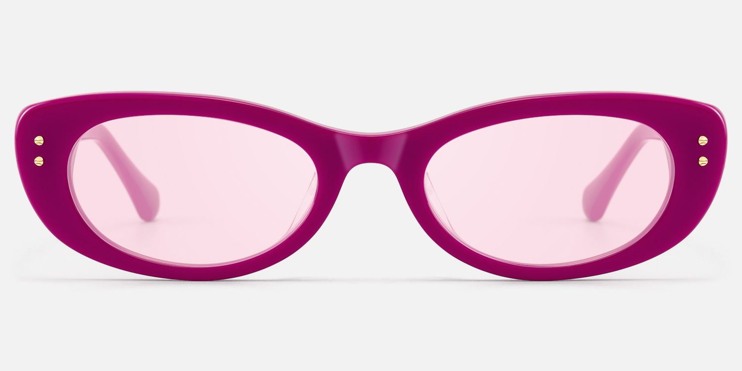 Ginza - Pink Tinted Magenta Y2K Rave Sunglasses by Vooglam - Angle View