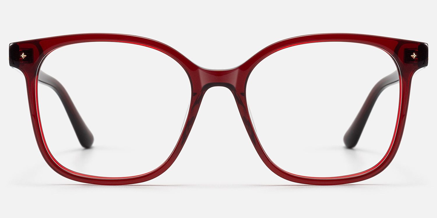 Spacek - Bold Square Red Boho Eyeglasses by Vooglam - Angle View