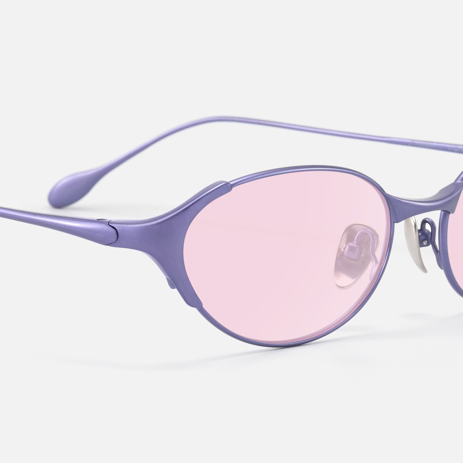 Ebisu - Purple Oval Rave Sunglasses with Pink Lens by Vooglam - Design Details