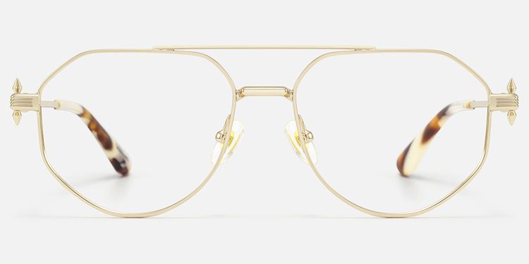 Aegis - Retro Gold Slim Aviator Glasses by Vooglam